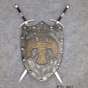 中世纪古罗马盾牌十字军金属盾牌盔甲武士欧洲骑士剑盾击剑馆摆件