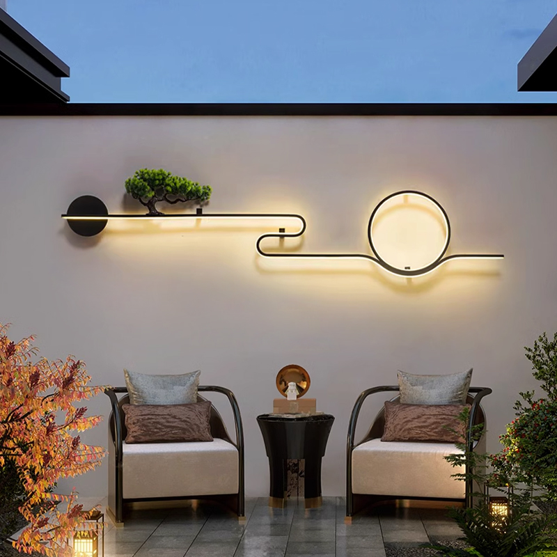 户外防水壁灯室外太阳能庭院壁灯景观新中式花P园别墅围墙背景墙