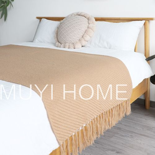 北欧百搭纯色床旗酒店民r宿床尾巾沙发毯1.8米床上搭巾装饰毯床盖