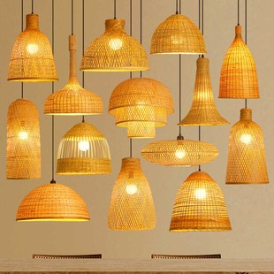 东南亚竹艺灯具榻榻n米日式 餐厅卡座吧台灯竹编吊灯民宿火锅店餐