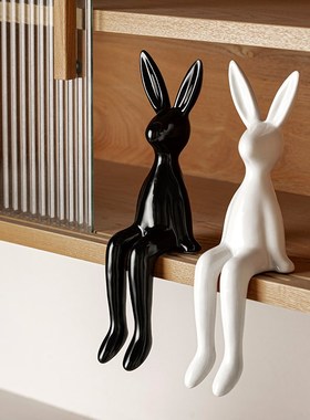 坐姿长耳兔子摆件轻奢高档电视y柜玄关客厅样板房装饰品乔迁小摆