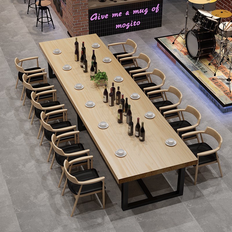 工业风实木办公桌铁艺电脑桌loft复古会议桌长条桌工作台家用餐桌