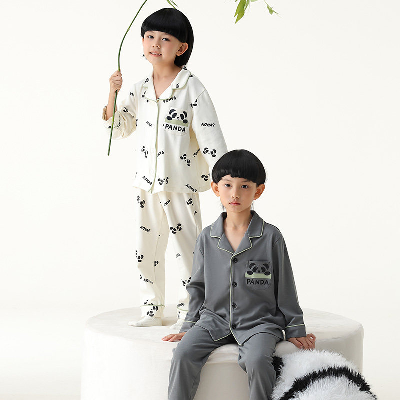 猫人秋冬纯棉卡通儿童家居服套装