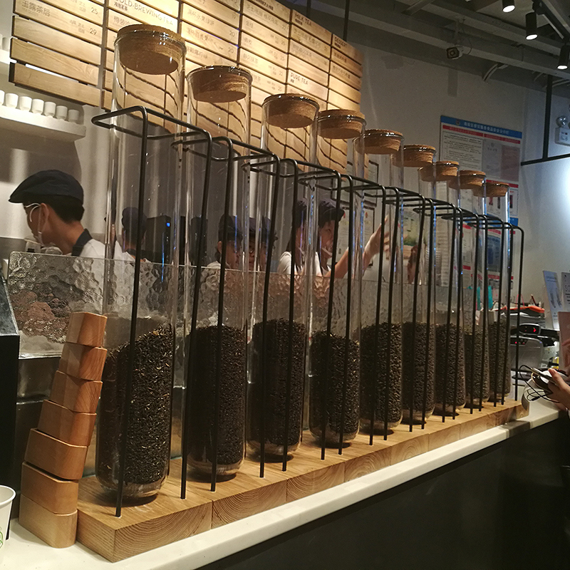 喜茶皇茶玻璃试管茶叶玻璃罐玻璃展示架奶茶店摆设茶叶玻璃密封罐