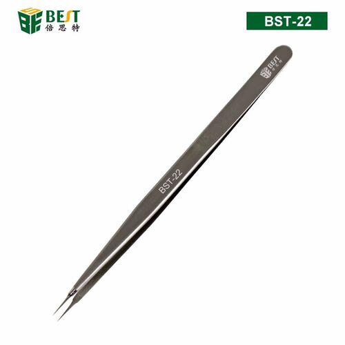 倍思特BST-T22/T23飞线镊子 园尖头抛光扁镊子302不锈钢维修夹子