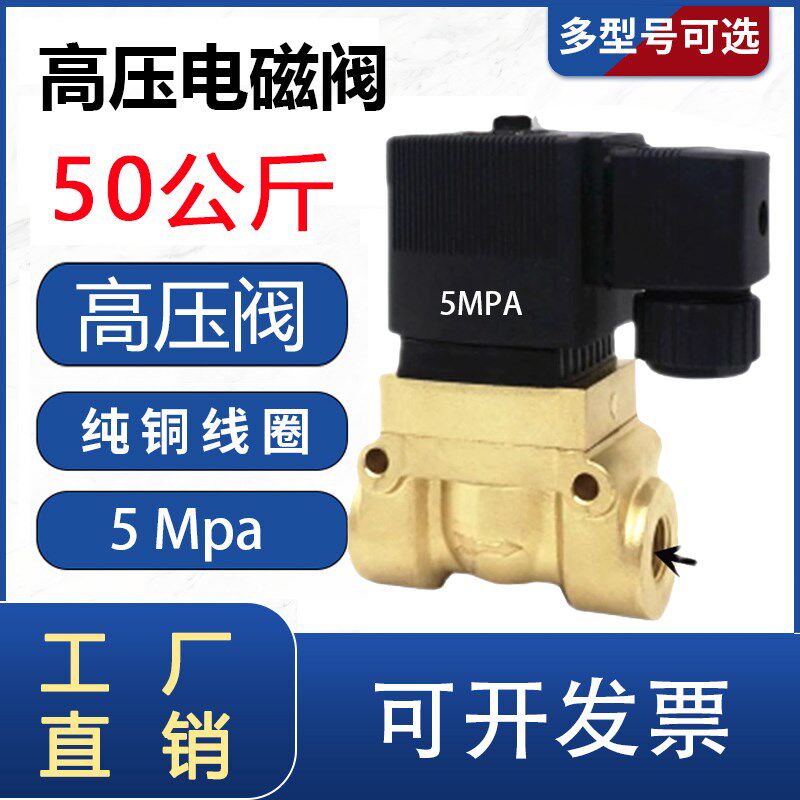 高压电磁阀50公斤 5MPA 气阀DC24V船用高压阀AC220V  4分 6分 1寸