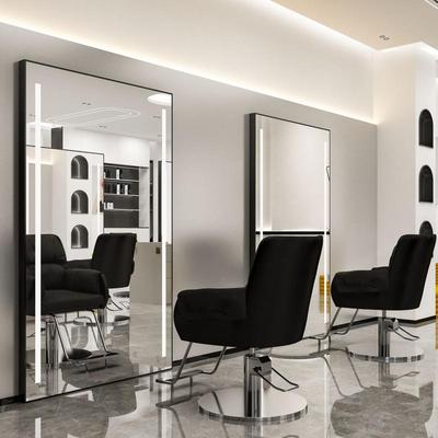 网红理发店镜子镜台发廊专用双面简约剪发落地带灯美发店一体