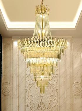 新款别墅复式楼客厅大吊灯跃层中空楼梯灯简约现代奢华轻奢水晶灯