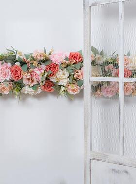 新款仿真花排婚礼背景迎宾区布置挂花拱门橱窗门头装饰花墙长排花