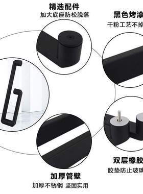 浴室玻璃门拉手黑色哑黑L型斜角防撞淋浴房隔断推拉门不锈钢扶手