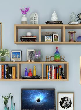 8V墙上置物架格子隔板壁挂墙壁书架书柜储物架壁柜吊书柜装饰吊柜