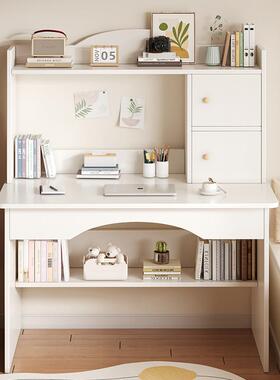 家用书桌书柜一体简约台式学生学习桌卧室梳妆台置物柜电脑桌