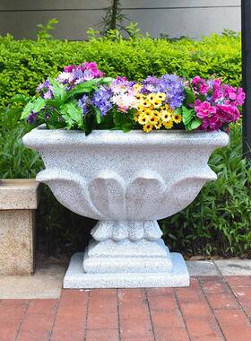 欧式花盆摆件玻璃钢花盆别墅户外花钵花坛现代简约小区装饰品花箱