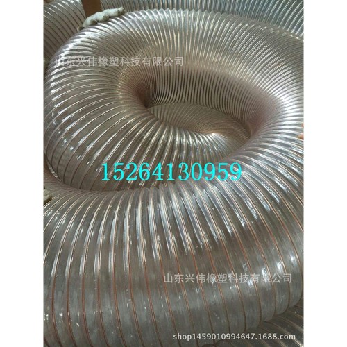 现货 加厚耐磨耐高压钻机配套PU耐磨吸尘通风管 PU钢丝伸缩通风管