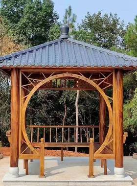 树脂瓦四角凉亭供应生产常规四角亭户外防腐木四角亭