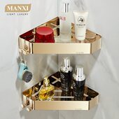 浴室置物架免打孔304不锈钢淋浴房卫生间壁挂式 轻奢金收纳三角架