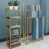 窗帘吊卡展示架家纺布艺置物架落地式 移动陈列架布料样品展会架子