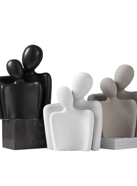 现代简约抽象人物情侣q摆件装饰品北欧创意客厅电视柜陶瓷家居摆