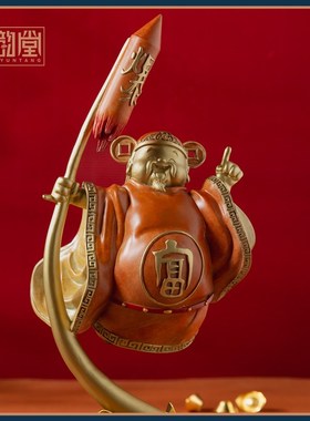 铜财神摆件希望你暴富店铺收银台办公室老板桌工R位装饰物开业礼