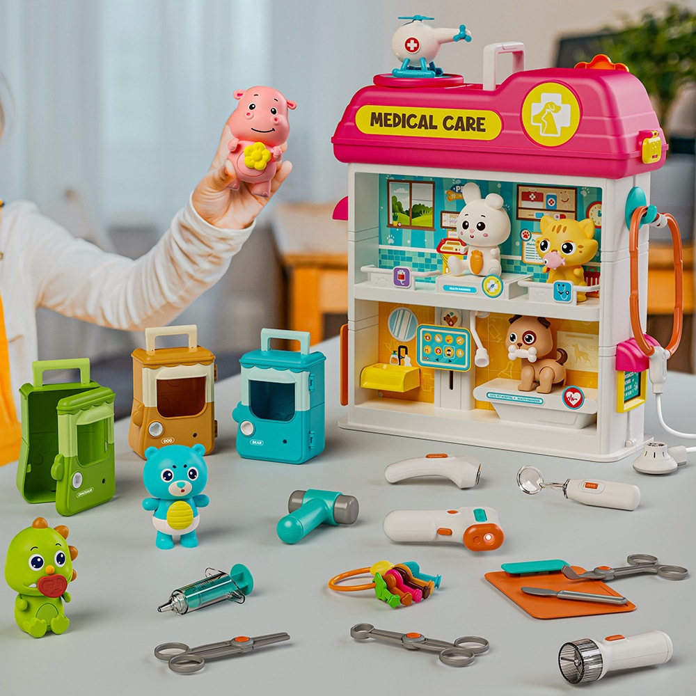 班尔纳宠物医院儿童小演员牙医生打针角色扮演女孩过家家玩具礼物