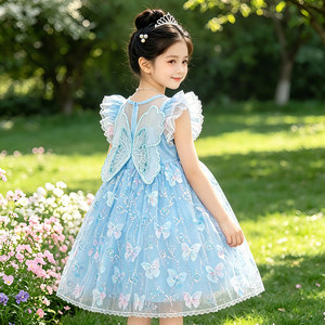 儿童夏装公主蓬蓬裙表演无袖礼服女童2026夏季新款连衣裙冰雪奇缘