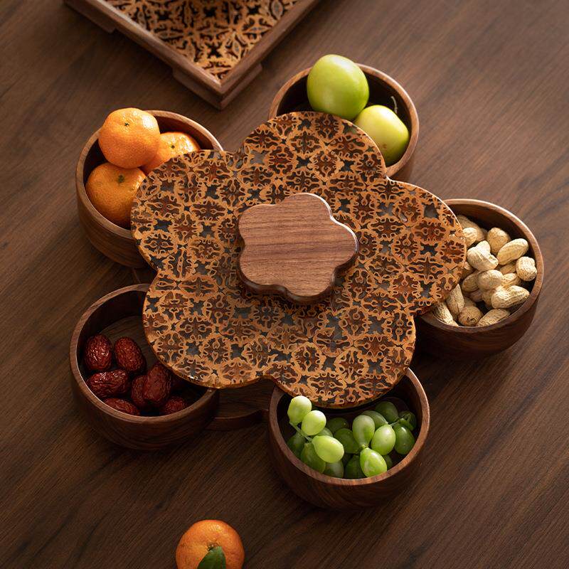 山核桃托盘日式原木干果盘餐厅甜品糕点摆盘实木干泡台茶盘木质盘