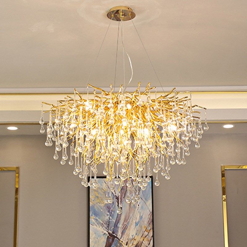 复古水晶吊灯客厅主灯轻奢风卧室餐厅灯具现代简约铝材树枝形吊灯,家装灯饰光源,客厅吊灯,淘宝优惠券,粉丝福利购,淘宝优惠卷