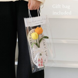 手工针织郁金香挂饰成品毛线编织假花桌面摆件礼袋装饰节日礼品