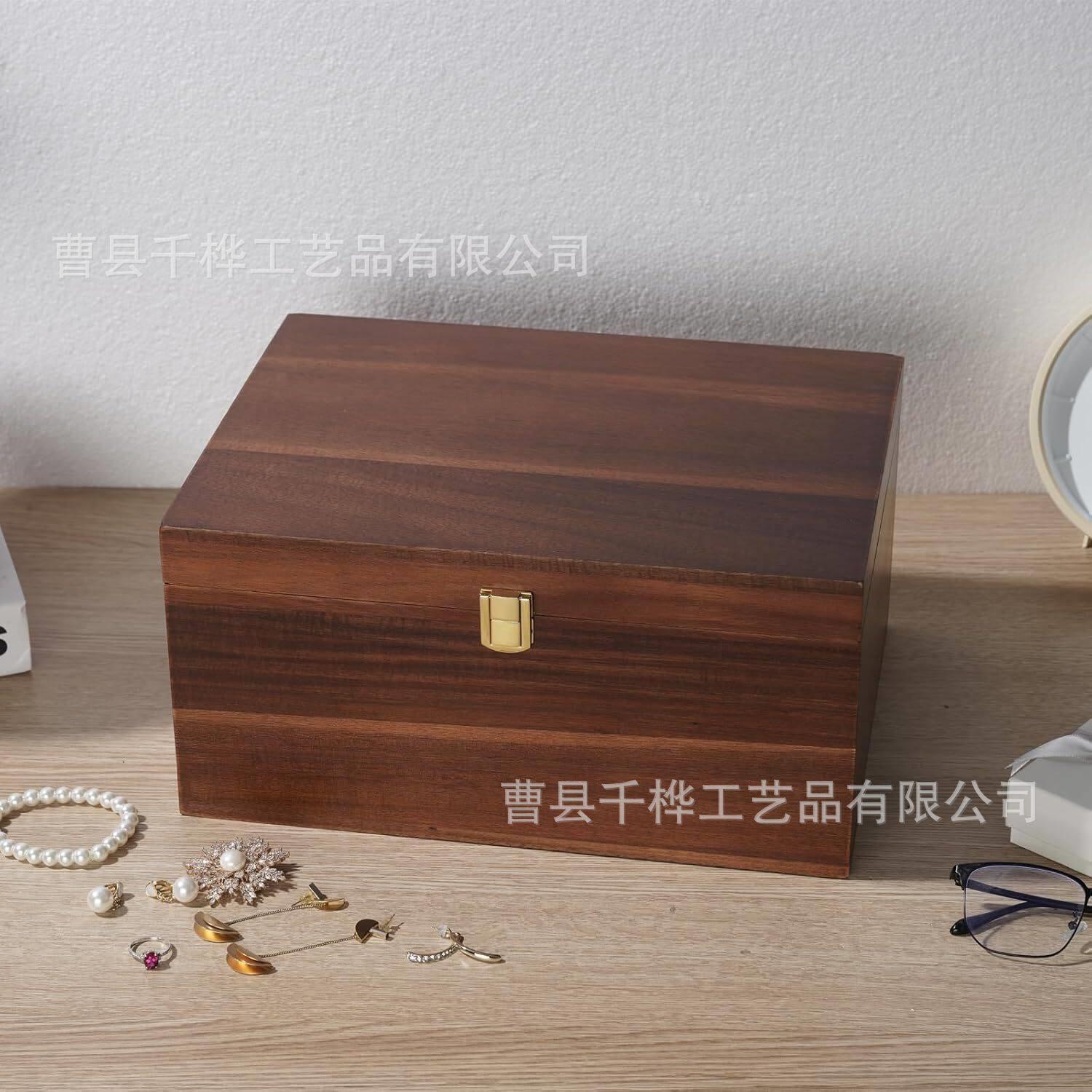 简约木质桌面杂物收纳盒翻盖木盒首饰收藏盒带盖包装木质礼品盒