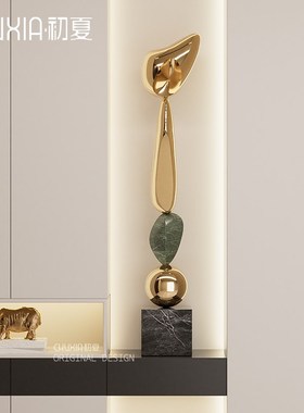 轻奢玄关细长竖高摆件艺术雕塑高级感客J厅酒店样板间落地装饰品