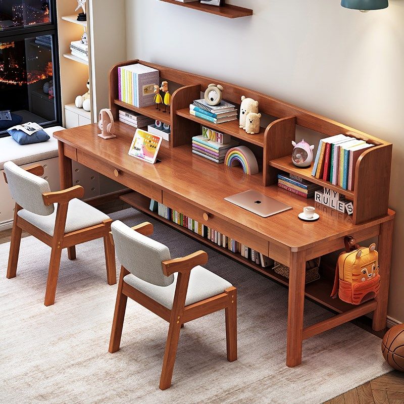 书桌书架一体桌子家用中小学生双人长书桌学习桌简约实木电脑桌子,童装/婴儿装/亲子装,儿童装饰手表,淘宝优惠券,粉丝福利购,淘宝优惠卷