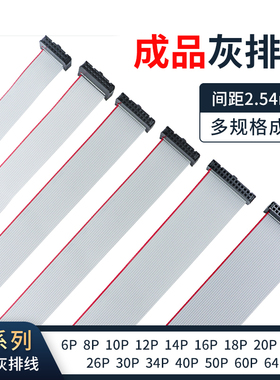 双头IDC2.54mm扁平灰色排线LED屏连接JTAG下载线FC6 8 10 16 64P