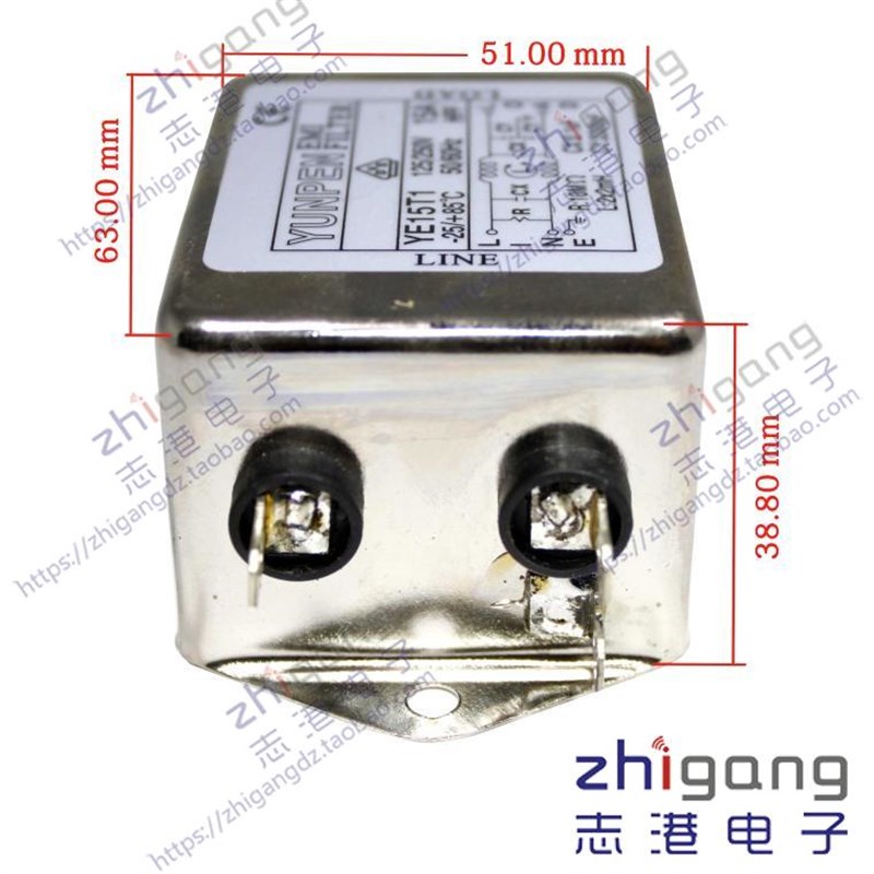 台湾YUNPEN滤波器 YE15T1系列 电源滤波器 EMI滤波器 插片型 15A