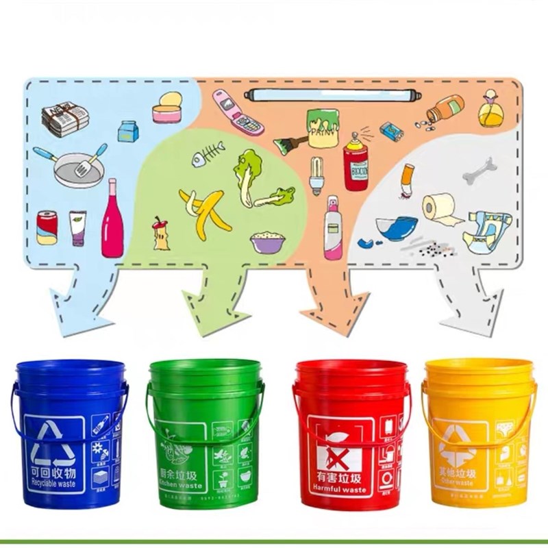 带提手家庭干湿易腐厨余垃圾桶20升耐摔好用菜市场学校公共场所用