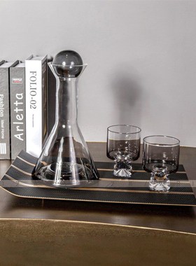 空合轻奢皮革托盘金属几何样板间B酒店卧室售楼处茶几客厅收纳摆