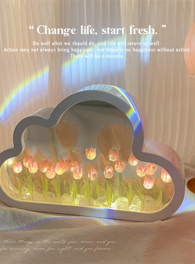 女生礼物生日女孩镜子郁金香小夜灯母亲节送妈妈的实X用520手工