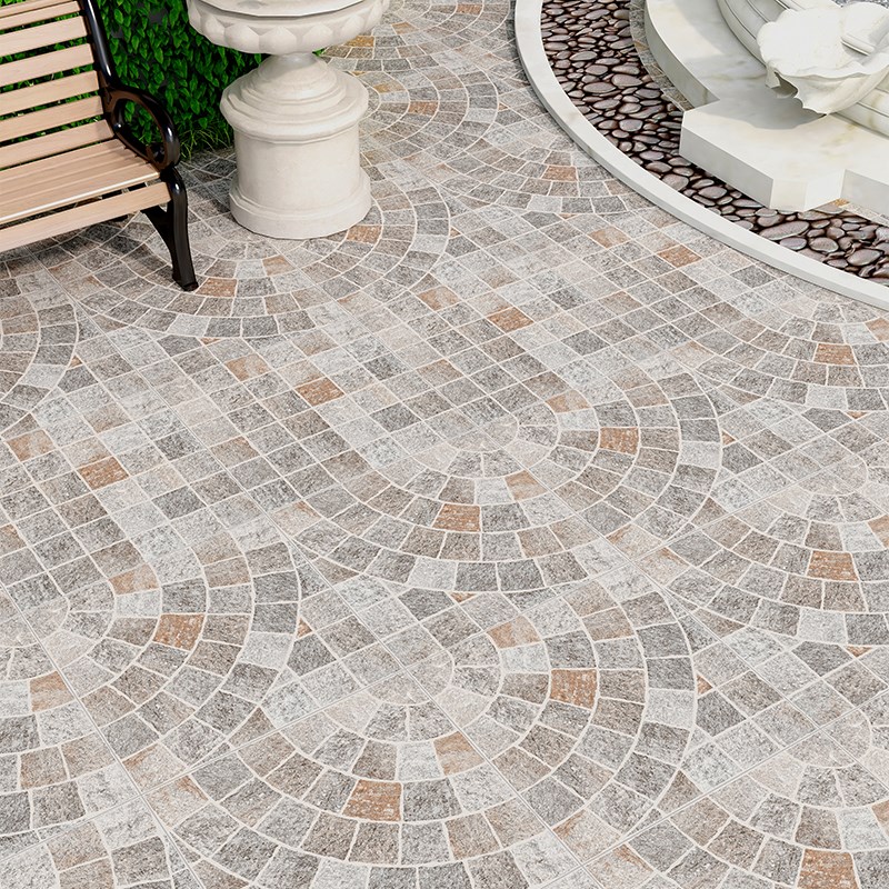 户外拼花地舖石庭院地砖民宿院子y别墅花园露台防滑彷古磁砖60060