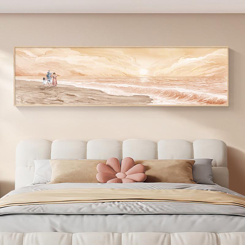 北欧卧室床头装饰画海景主卧房间壁画唯美情侣主题U酒店样板间挂图片