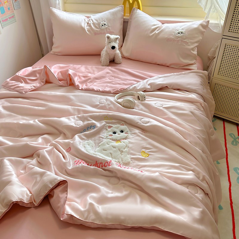 夏天凉感冰丝空调被夏凉被2025新款可机洗夏被四件套单双人薄被子