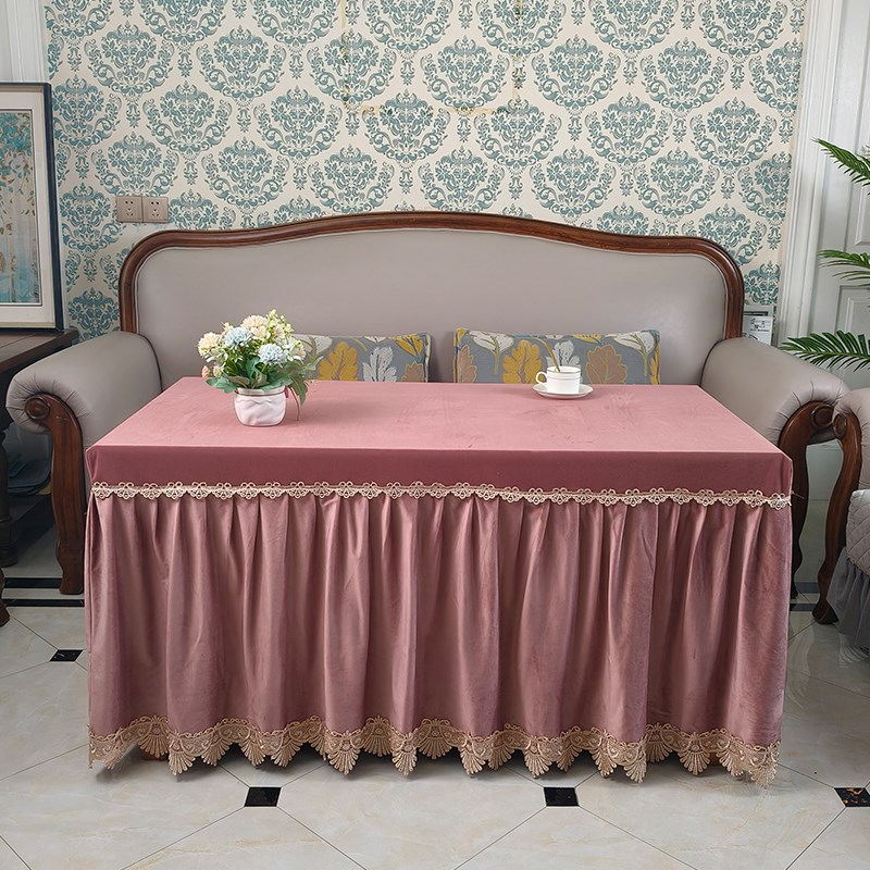 夏季薄款电取暖桌罩套防尘桌布荷兰绒桌套办公桌餐桌桌裙单层桌布