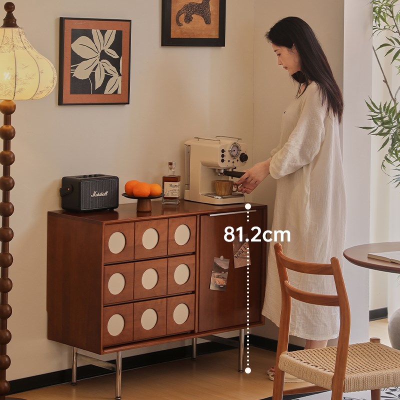 繁丰实木岩板餐柜客厅置物柜靠墙一体收纳柜小户型茶水柜咖啡柜