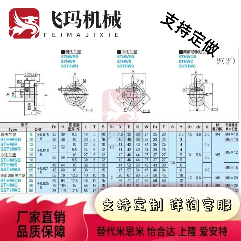 导向轴支座轴支座STHWRB STHWRBL 8 10 12 16 20 25 30 35 40 50