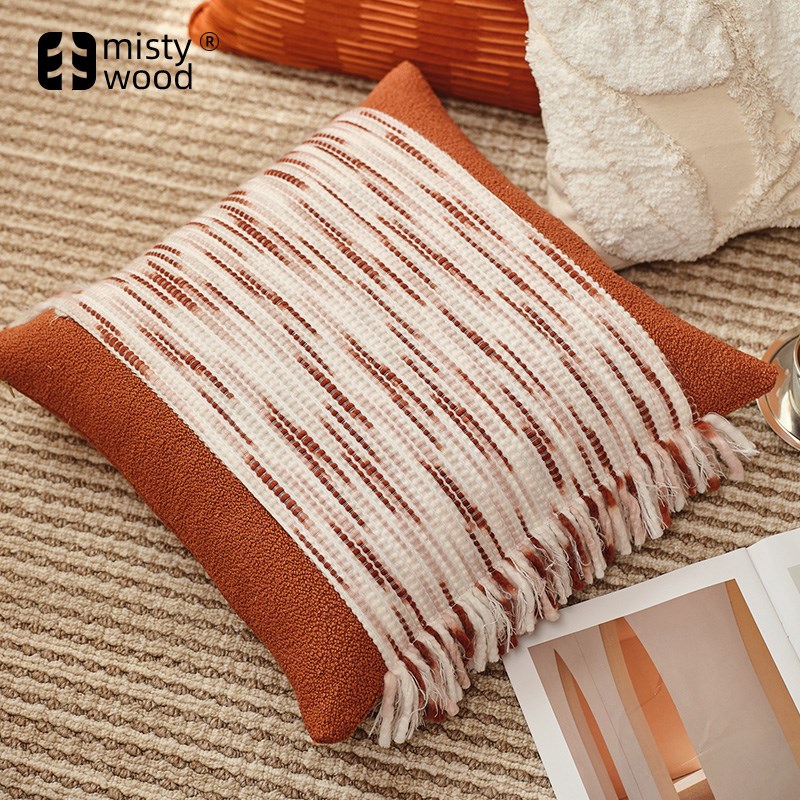 迷雾之森 焦糖色 抱枕沙发客厅轻奢高级感靠垫橙色沙发靠枕套民宿