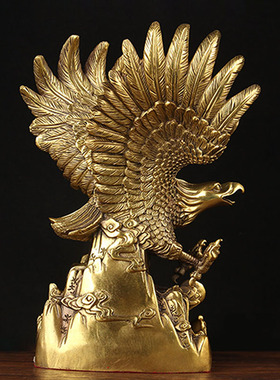 黄铜老鹰摆件 铜大展宏图老鹰摆件客厅办公室 铜雄鹰展翅工艺品