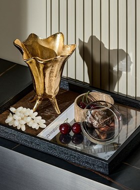 卧室梳妆台装饰品摆件高级感轻奢风托盘摆件首饰盒收纳盒好物搭配