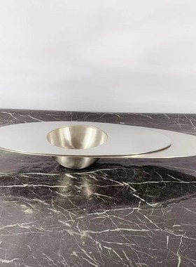现代简约家居意式轻奢银色金属果盘售楼处酒店室内软装摆件装饰品