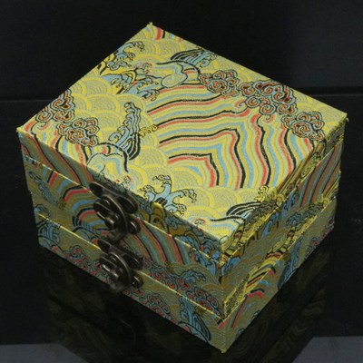 对章锦盒定制印泥盒收纳盒瓷器包装礼品石料印章金色彩云锦盒子