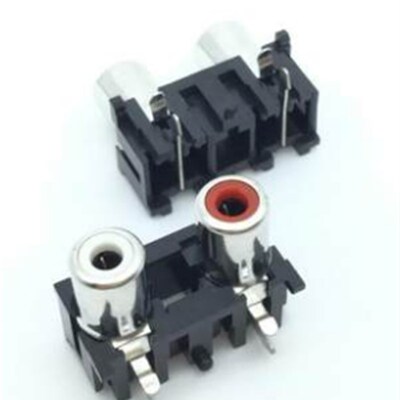 卧式 AV2-5 白红 RCA插座 AV莲花插座 音频插座 2孔插座 2位RCA座