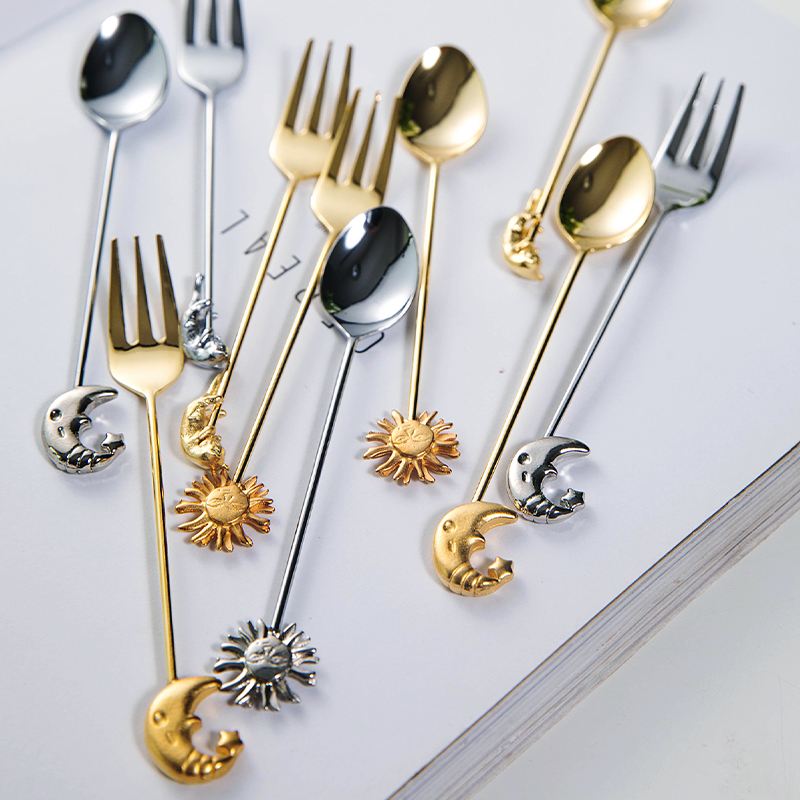 太阳,月亮,喵。日本进口咖啡勺搅拌勺子甜品勺 可爱蜂蜜搅拌棒