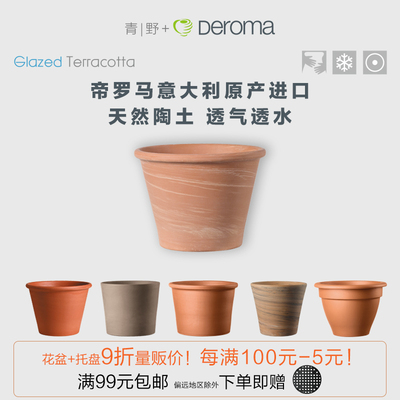 青野DEROMA帝罗马陶土花盆北欧简约红陶盆栽吊兰绿萝多肉花盆大小